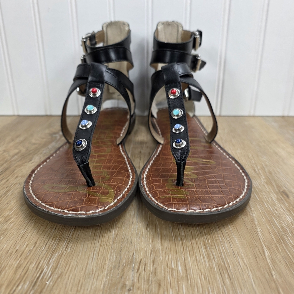 🆕️Sam Edelman Black Strappy Gladiator Sandals with Buckle Detail - Picture 2 of 8